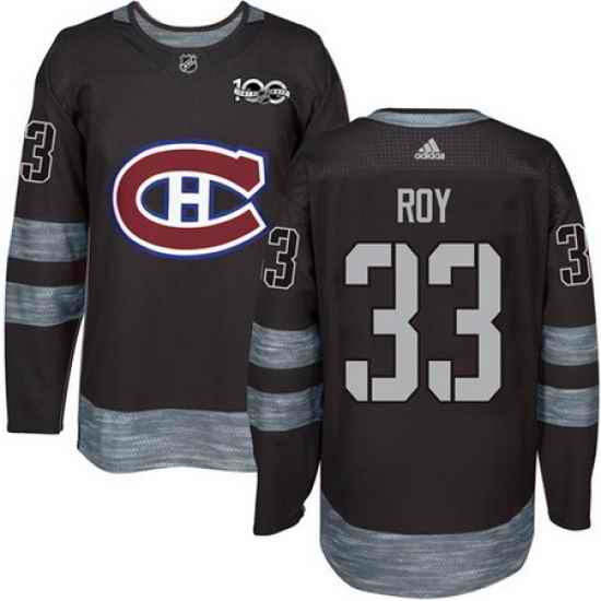 Canadiens #33 Patrick Roy Black 1917 2017 100th Anniversary Stitched NHL Jersey